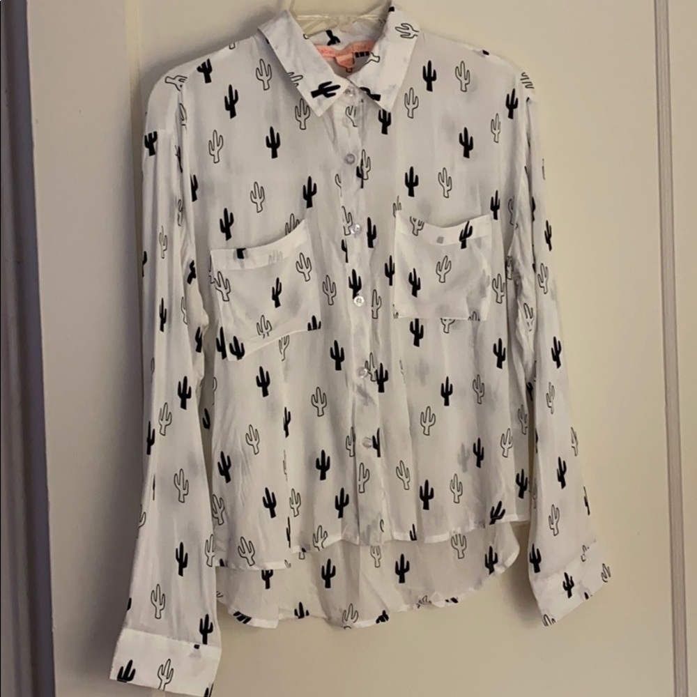 COPY - Rebellious One white & black cactus button down